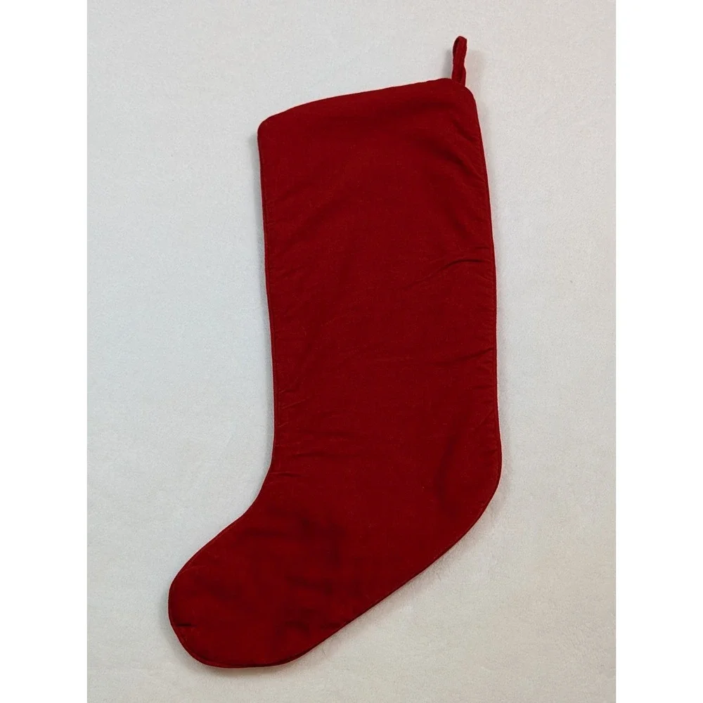 Vintage Christmas Stocking Wool Needlepoint Santa Chimney Roof Bag of Toys Stars
